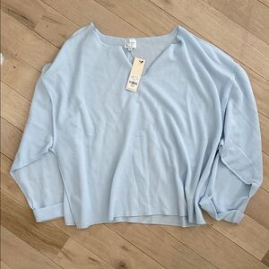 Francesca's Collections Light Blue Ribbed Long Sleeve Top